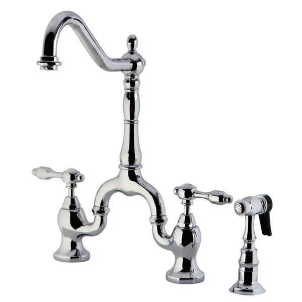 KS7751TALBS Bridge Kitchen Faucet W/ Brass Sprayer, Polished Chrome